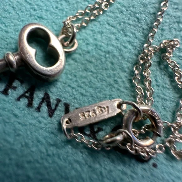 Preowned Tiffany & Co. sterling silver key charm necklace - Picture 2 of 8